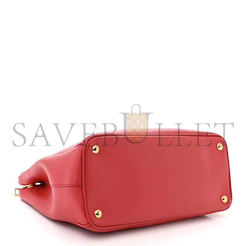 Pra*a saffiano galleria double zip tote fuoco 1ba863 (28*19.5*12cm)